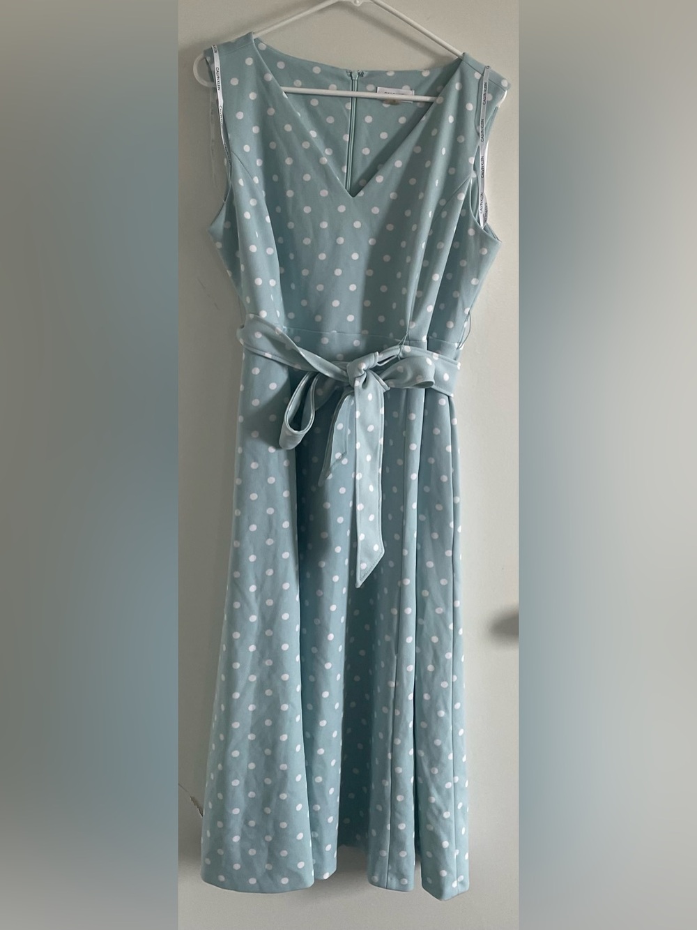 Calvin Klein Polka Dot Tie-Waist Dress Plus Size 14 Wedding Guest Party Formal